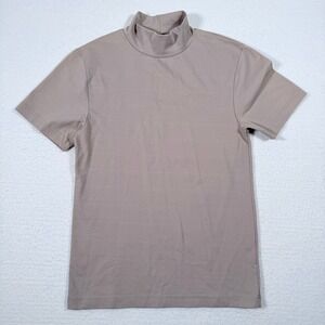 Harley‎ Davidson Mock Neck Short Sleeve T Shirt Embroidered Logo Tan Top Sz M?
